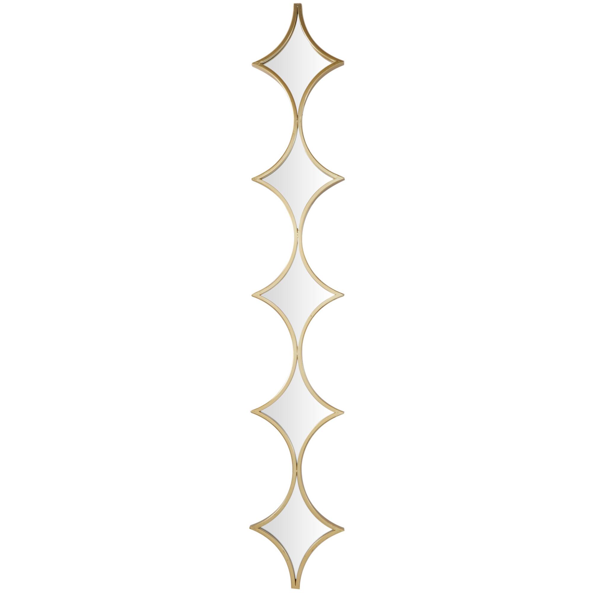 Gold Metal Slim Stacked Chain 5 Layer Wall Mirror with Diamond Pattern 10" x 1" x 59"